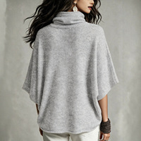 Pull en maille ample style cape pour femme, col roulé, décontracté et polyvalent, idéal comme vêtement d'extérieur ou chemisier, pour site web indépendant