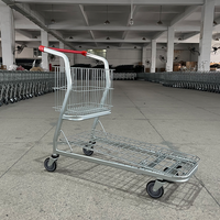 Chariot de manutention à grande poignée pour entrepôt, chariot à roulettes logistique en acier