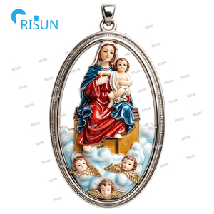 Medalla Personalizada <span class=keywords><strong>de</strong></span> Santa Loreta, Colgante, Medallón, Collar, Piezas <span class=keywords><strong>de</strong></span> Centro <span class=keywords><strong>de</strong></span> Rosario, Amuleto, Virgen <span class=keywords><strong>de</strong></span> <span class=keywords><strong>Loreto</strong></span>, Patrón Católico Religioso - Product Image 4