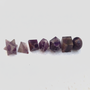 Vente en gros Ensemble d'améthyste à géométrie sacrée faite à la main Pierre naturelle semi-précieuse de guérison platonique en cristal de cadeau spirituel - Product Image 2