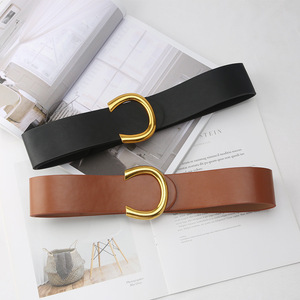 <span class=keywords><strong>Ceinture</strong></span> en cuir PU pour <span class=keywords><strong>femme</strong></span>, marque de luxe, haut de gamme, en forme de lettre C, pour l'hiver, manteaux - Product Image 1