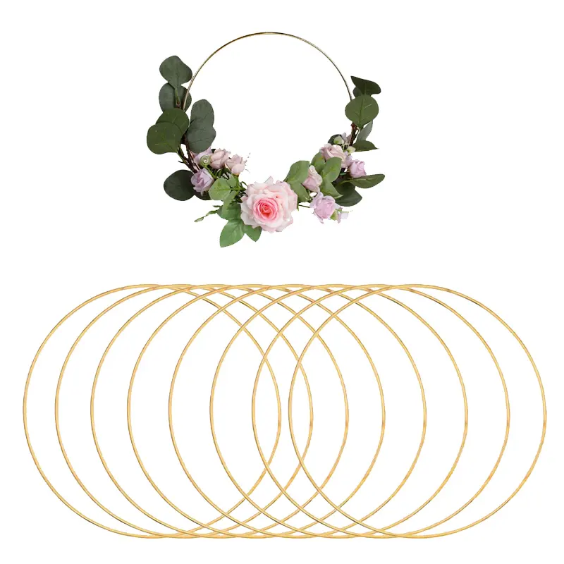 Metal Floral Hoop Wreath Macrame Gold Metal Ring DIY Wedding Decor and Macrame Wall Hanging Crafts For Dream Catcher handmade