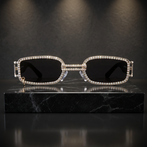 RAMDUT IMPEX Luxurious Rectangle <b>Sunglasses</b> Moissanite Accents Rimless Unisex UV400 Protection Anti-Reflective Lenses Custom - Product Image 1