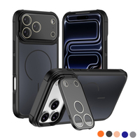   Étui Defender avec support pour iPhone 17 Air 16 15 14 13 12 11 Pro Max Plus, protection d'objectif en verre, support pliable et coque magnétique