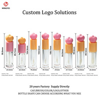 Tube de gloss à lèvres de style japonais et coréen, emballage transparent personnalisé pour huile à lèvres, bouteille cosmétique avec capuchon en forme de cœur mignon