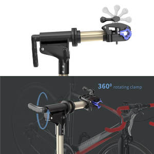 Support de réparation de vélo réglable, capacité de charge de 45 kg, support de travail pliable pour vélo avec rotation à 360° °   Pince rotative et <span class=keywords><strong>plateau</strong></span> à outils magnétique - Product Image 4