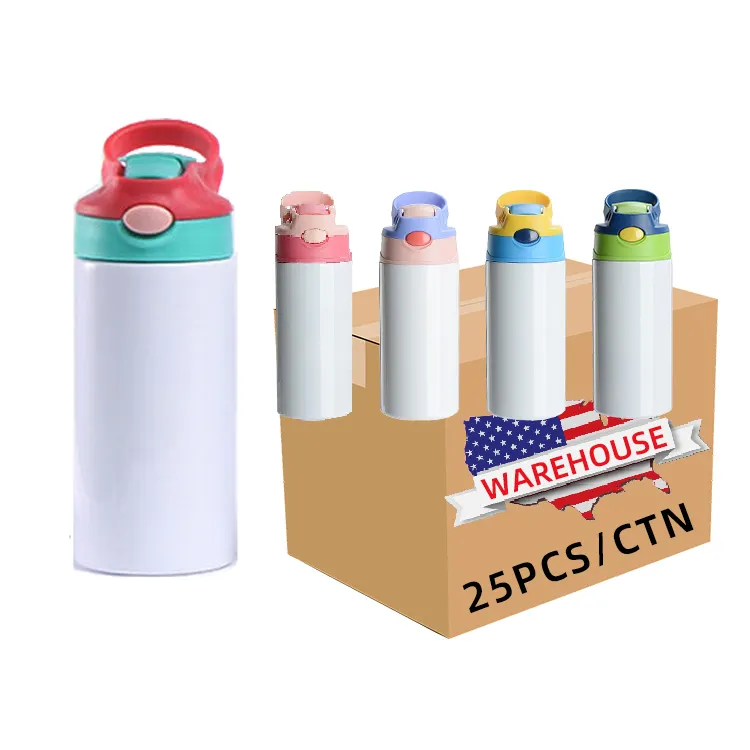 USA Free Shipping 12 Oz Kids Baby Insulated Blanks Drinks Direct Drinking Sublimation Straight Toddler Stainless Steel Water Bot
