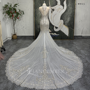 Jancember LSSG133 Luxury Crystal Sequins High Neck Mermaid <b>Wedding</b> Gowns <b>Dresses</b> - Product Image 2