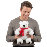 Peluche personnalisée en forme d'ours polaire blanc avec écharpe rouge, rembourrée en coton PP, super douce, idéale pour un cadeau de fête