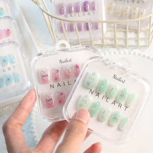 En Stock 10pcs Faux Ongles Courts Cercueil Couverture Complète en ABS, Décor Étoiles Dorées/Argentées, Tailles S/M/L, à Coller pour Doigts - Product Image 2