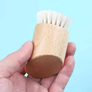 2024 new design soft facial brush goat bristle synthetic bristle face cleaning brush