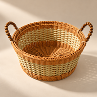 Panier de rangement ovale tressé écologique avec poignées robustes pour le linge, les jouets et l'organisation de la maison