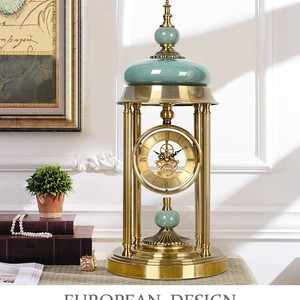 European Style Metal Table <b>Clock</b> Quartz Movement Decorative Ornament For Living Room Retro Design Circular Shape 250x250x600mm - Product Image 4