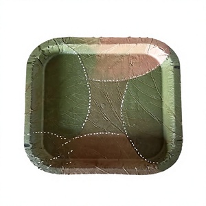 Assiettes jetables en fibre de feuille de palmier, rondes et carrées, biodégradables, vaisselle de pique-nique, style traditionnel, fête, plus de 100 pièces - Product Image 1