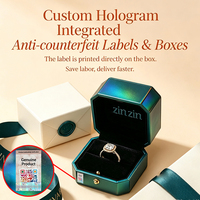 Boîte cadeau personnalisée holographique pour bague avec traçabilité par code QR et pelliculage brillant pour bijoux fins, vente en gros OEM en vrac