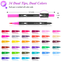 34 Uds artista fino y pincel rotuladores para colorear para diario nota tomar letras caligrafía dibujo arte artesanía suministros Kit