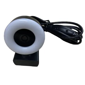 1080p webcam with ring light USB web cam Support 3D denoising, automatic white balance, automatic gain for meetings and study