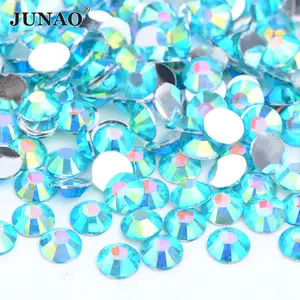 JUNAO-paquete a granel de piedras de cristal planas, 2mm, 3mm, 4mm, 5mm y 6mm, Strass sin fijación en caliente, gelatina rosa, diamantes de imitación de resina AB