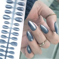 Faux ongles français personnalisables XS/S/M, 30 pièces/rangée, forme amande courte, couleur unie, à presser, fournisseur d'ongles artificiels