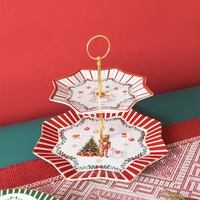 Set Peralatan Makan Keramik Beruang Teddy Natal Prancis, Set Piring, Mangkuk & Cangkir untuk Hiasan Meja Perayaan.