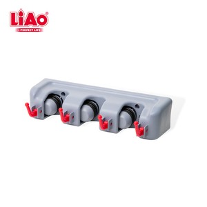 <span class=keywords><strong>Support</strong></span> <span class=keywords><strong>mural</strong></span> <span class=keywords><strong>pour</strong></span> <span class=keywords><strong>balai</strong></span> et serpillière LiAo, organisateur d'outils de nettoyage en plastique avec 4 crochets et 3 pinces - Product Image 1