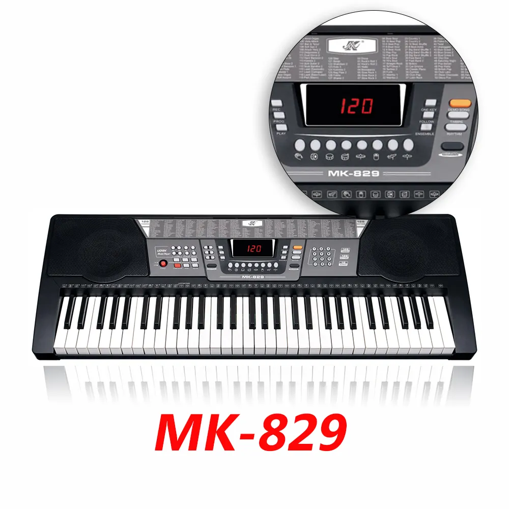 Keyboard LED MK-829, papan ketik Piano simulasi 61 tombol dengan pemutar musik