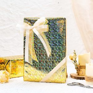 Papel de Regalo Personalizado Original Dorado Láser Metálico Holográfico Colorido con Estrellas para Envolver Regalos de Cumpleaños, San Valentín y Fiestas - Product Image 1