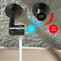Robinet intelligent hydroélectrique mural dissimulé en laiton pour lavabo, finition chromée, céramique, rotation à 360 degrés, numérique, pour hôtel