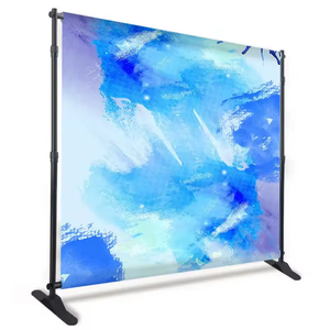 عرض تجاري قابل للطي ، حامل عرض تلسكوبي قابل للتعديل ، عرض أعلام بوليستر خلفية مكررة - Product Image 2