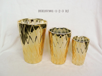 Vase à plantes en céramique incurvé doré brillant de luxe - Design élégant et raffiné