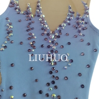 LIUHUO Robe de patinage artistique Filles Impression violette Strass étincelants Competition Performance Leotards Customize