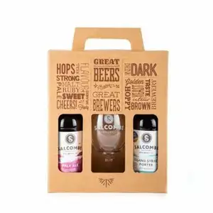 Custom Printed Paper Cardboard Beer Pack Box Corrugated Packaging Box Carrier 3 6 12 24 Bottle Paper Wine Box With Handle