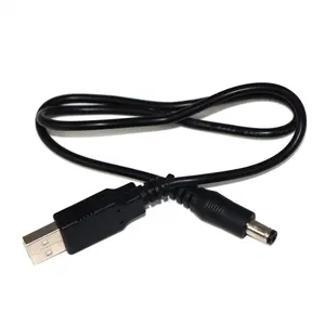 China Atacado OEM ODM Alta qualidade USB para 5.5mm Cabo de alimentação Conector Preto USB para DC 5.5mm * 2.1mm Cabo de alimentação Conversor