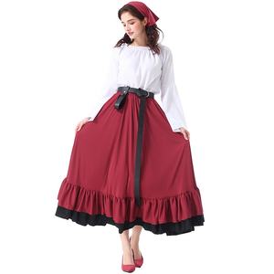 BAIGE en vrac Halloween Costume pour adultes Renaissance <span class=keywords><strong>médiévale</strong></span> robe longue à volants avec foulard Style victorien pour les femmes - Product Image 5