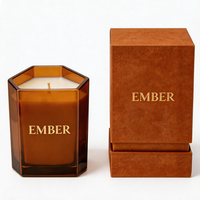 Vente en gros de pots à bougies en verre ambré géométriques de 8 oz, 10 oz et 12 oz, directement de l'usine, pour la fabrication de bougies parfumées