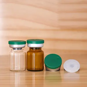 Botol Kaca Tubular Farmasi 10Ml 5Ml Steril Bening Amber Kosong dengan Tutup Plastik-aluminium