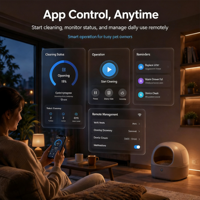 Bac à litière pour chat intelligent avec contrôle par application, écologique et anti-odeurs, modèle MBC-l00A |   Bac à litière automatique à design ouvert |   Électrique