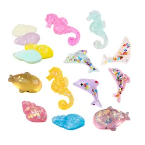 hot sale jelly colored sea horse conch dolphin whale design flatback ocean animal resin cabochon