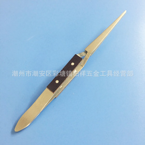 160mm Stainless Steel <b>Rebound</b> Tweezers with Wooden Handle, Reverse Tweezers, Curved Mouth Tweezers, Stainless Steel <b>Rebound</b> - Product Image 5