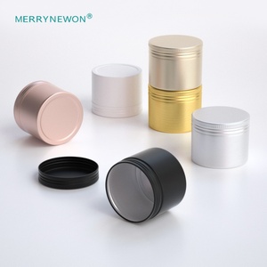Envase Metálico de Aluminio Resistente a la Corrosión con Tapa de Rosca Hermética, Envases de Grado Alimenticio, Latas Redondas de Aluminio Doradas de 100g 100ml 3oz - Product Image 1