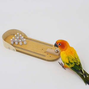 ของเล่นสำหรับฝึกสมดุลนกแก้วของเล่นสัตว์เลี้ยงแบบโต้ตอบสไตล์โบว์ลิ่งโต๊ะไม้อุปกรณ์ฝึกสมดุลนกแก้ว - Product Image 3