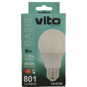 หลอดไฟ LED E27 9W 801lm 4000k แสงธรรมชาติวีโต้ - Product Image 2