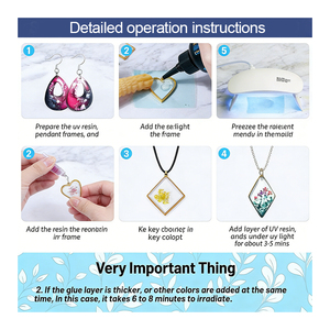 Kit de bijoux faits main DIY : Résine UV transparente, époxy dur, moules en silicone, feuilles de paillettes, fleurs, pendentifs, boucles d'oreilles, porte-clés - Product Image 4