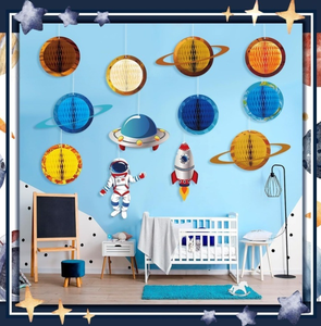 Decoraciones de Papel con Temática Espacial DAMAI, Globos de Panal con Forma de Astronauta y Cohete para Fiestas de Cumpleaños, Uso en Interiores, Reutilizables para Niños - Product Image 2
