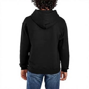 Sweat-shirt à capuche noir pour homme, coupe classique, couleur unie, 100% coton tricoté, vêtement décontracté pour l'automne - Product Image 1