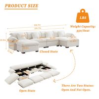 Sofá Seccional Modular Plegable Moderno Tipo Nube para Sala de Estar, Sofá Cama con Almacenamiento en Forma de U, Terciopelo, 4 Cojines Lumbares