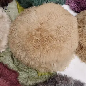Wholesale Supply Custom Size Mongolian Long Curly Fur Throw Round Tibet Lamb Plate