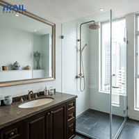 Porte de douche coulissante sans cadre en gros, verre de sécurité trempé, porte de salle de bain en verre durable et facile à nettoyer