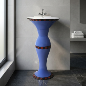 <b>Rustic</b> Colored Designer Ceramic Pedestal Wash Basin With Full Pedestal For Modern Hotel Villa <b>Bathroom</b> - Product Image 3