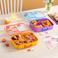 Nouvelle boîte à lunch à quatre compartiments avec poignée, boîte à lunch portable, récipient alimentaire compatible micro-ondes